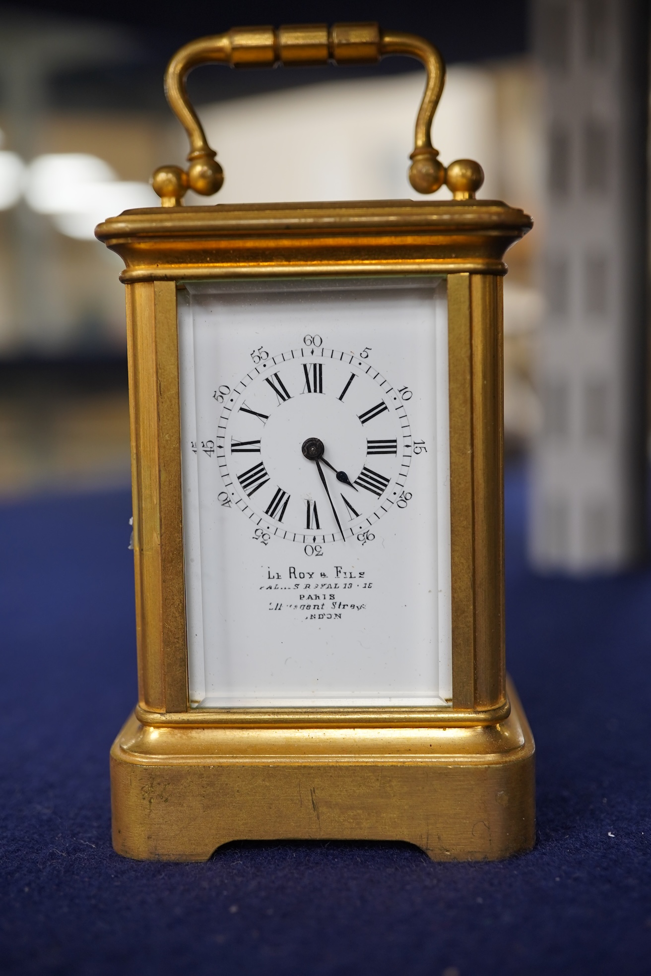 A French Le Roy & Fils cased miniature carriage timepiece, 9.5cm high
